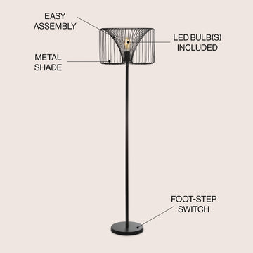 Gridley 61" Metal LED Floor Lamp - JONATHAN Y